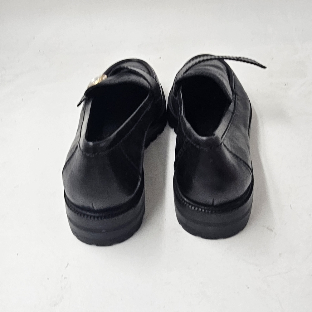 Kate Spade New York Posh Black Leather Lug Sole Loafer Size 8 - Picture 4 of 10